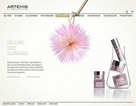 Artemis Skincare Flashsite Screenshot 2