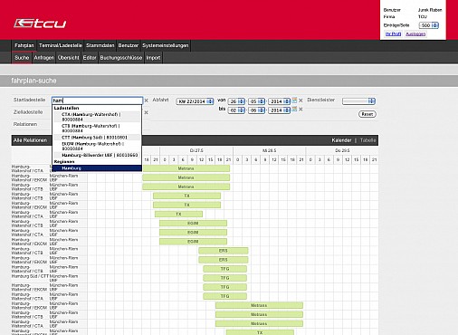Symfony-Portal TCU-Fahrplan Screenshot 1