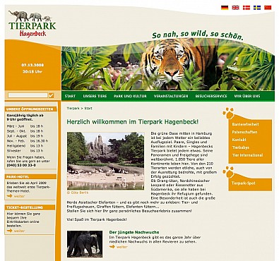 Hagenbecks Tierpark homepage Screenshot 2