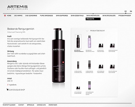 Artemis Skincare Flash-CMS Screenshot 1