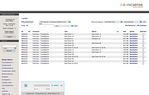 Sonic Sense PHP Verwaltungsapplikation Screenshot 2