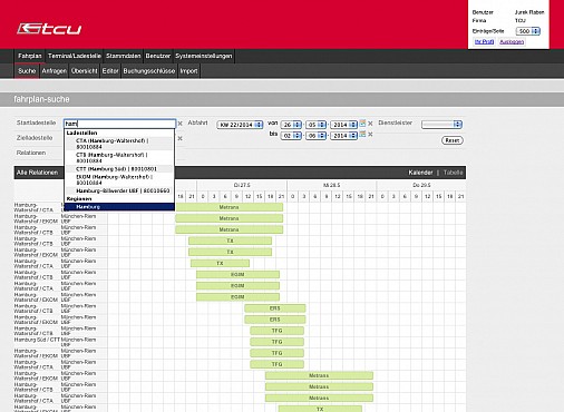 Symfony Application TCU-Fahrplan Screenshot 1